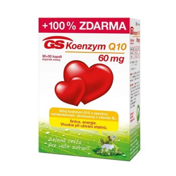 GS Koenzym Q10 60mg ČR/SK NOVÝ—30+30 kapslí zdarma