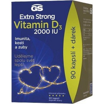 GS Extra Strong Vit.D3 2000 IU—90 kapslí + dárek