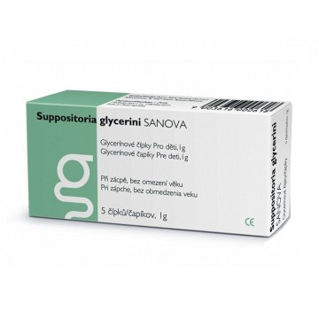 Suppositoria Glycerini Sanova Děti 1g—5 čípků