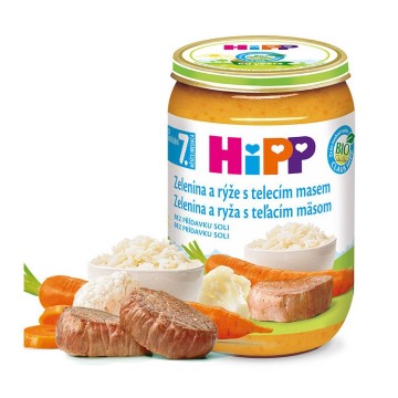 HiPP Junior BIO Zelenina s rýží a telecím masem —220 g