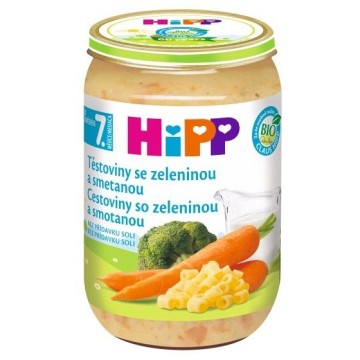 HiPP Junior BIO Těstoviny se zeleninou a smetanou —220 g